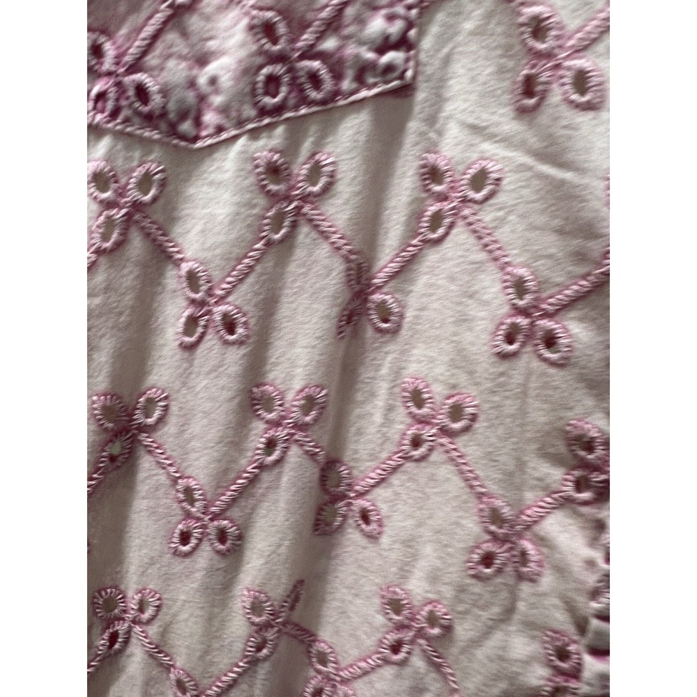 Dylan Oversized Western Sheer Shirt Pink Cotton Eyelet Pearl Snap XL - Picture 4 of 12